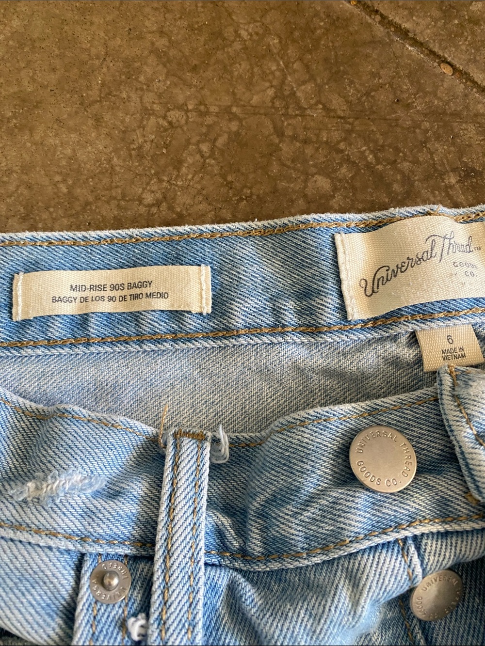 Universal Thread Light Blue Distressed Button-Front Denim Shorts - Picture 3 of 5